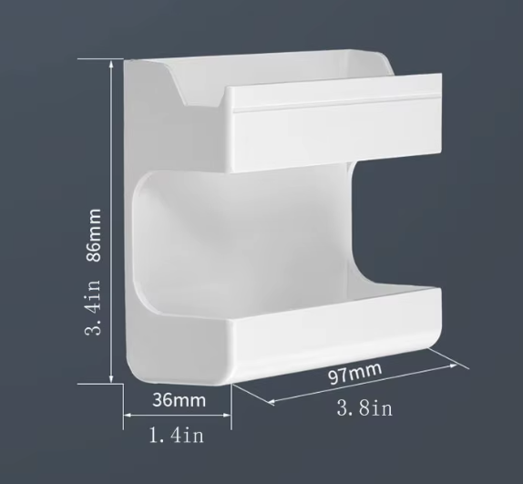 Wall organiser dimensions: 86mm tall, 97mm wide, 36mm deep